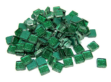 Softglassteine 10x10mm 200g Glitter grün